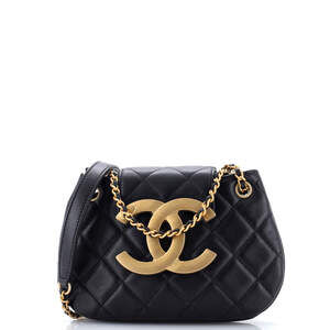 Chanel Small Giant CC Chain Compartment Messenger Bag Quilted Lambskin